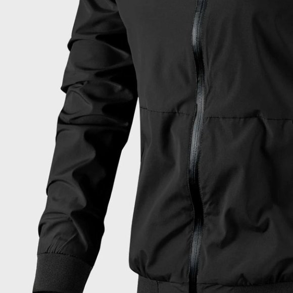 Black Casual Men's Bomber Jacket - Picture 5 of 6